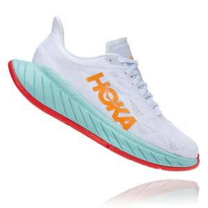 Women's/Men's Hoka One One Carbon X 2 White / Blazing Orange