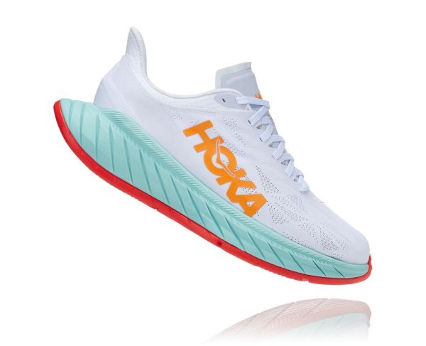 Women's/Men's Hoka One One Carbon X 2 White / Blazing Orange