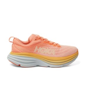 Women's/Men's Hoka Bondi 8 Road-Running Shoes Shell Coral/Peach Parfait