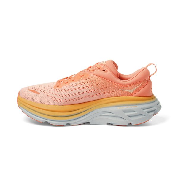 Women's/Men's Hoka Bondi 8 Road-Running Shoes Shell Coral/Peach Parfait