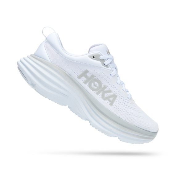 Women's/Men's Hoka Bondi 8 Road-Running Shoes White/White